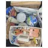 Stained Glass Art and Tool Lot with Glass Sheets, Lead Came, and Supplies