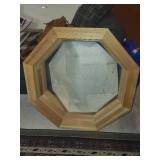 Octagonal Wood Framed Window Insert with Glass, 24 Inch