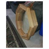Octagonal Wood Framed Window Insert with Glass, 24 Inch