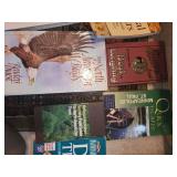 Collection of Books and Harmonica Including Field Guide, Gardening, and Travel