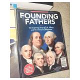 Book Collection with World Map - Muscle Cars, Genealogy, Founding Fathers, The Hooked X