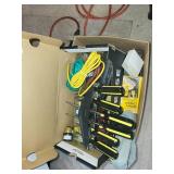 Mixed Toolbox Lot with Hand Tools, Electrical Cords, and Accessories