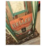 Vintage Keller Wooden Ironing Board and Sunbeam Iron Set