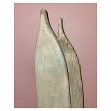 Antique Wooden Skis with Decorative Ribbon