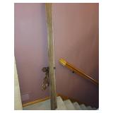 Antique Wooden Skis with Decorative Ribbon