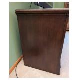 Wooden Media Console Cabinet with Three Doors and Shelving