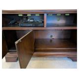 Wooden Media Console Cabinet with Three Doors and Shelving