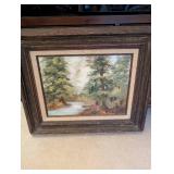 Framed Landscape Oil Painting on Canvas with Rustic Wood Frame