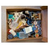 Large Sewing Supplies Collection with Thread, Notions, and Vintage Tins