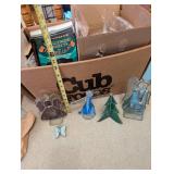 Stained Glass Craft Lot with Tools, Pattern Books, and Handmade Ornaments