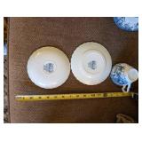 Collection of Vintage China Dishes Including Blue Transferware and Floral Bowls