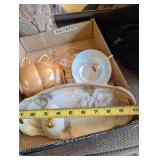 Collection of Vintage China Dishes Including Blue Transferware and Floral Bowls