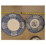 Collection of Blue and White Patterned Porcelain Plates and Bowls
