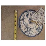 Collection of Blue and White Patterned Porcelain Plates and Bowls