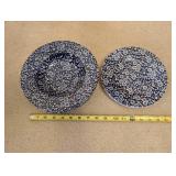 Collection of Blue and White Patterned Porcelain Plates and Bowls