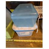 Assorted Storage Bins, Metal Cash Box, Wire Shelf and Kitchen Utensils Set