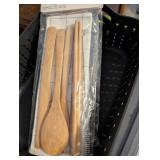 Assorted Storage Bins, Metal Cash Box, Wire Shelf and Kitchen Utensils Set