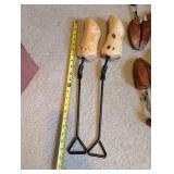 Collection of Vintage Wooden Shoe Stretchers and Cloth Doll