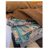 Assorted Lot of Towels, Blankets, and Quilts, Mixed Patterns and Sizes