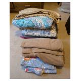 Assorted Lot of Towels, Blankets, and Quilts, Mixed Patterns and Sizes