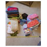 Large Lot of Assorted Quilting Fabrics and Sewing Supplies
