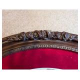 Antique Oval Framed Print of Children Reading with Ornate Floral Detail