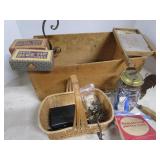Apple Box, Drawer Pulls, Sewing Kit