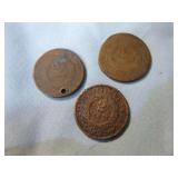 Three U.S. 2 Cent Coins