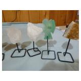 10 Quartz Crystals on Stands