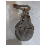 Vintage Pulley with Pipe Wrench