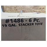 Set of 19 Gallon Stacker Totes with Yellow Lids