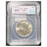 1976-S US BICENTENNIAL SILVER HALF DOLLAR ICG MS67 SILVER