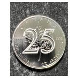 2013 CANADIAN MAPLE LEAF 1 TROY OZ .9999 FINE SILVER 25TH YEAR