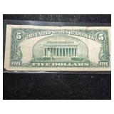 1953A US BLUE SEAL $5 SILVER CERTIFICATE