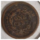 1851 Braided Hair Large Cent Coin