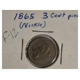 1865 Nickel Three-Cent  PC Coin