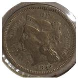 1865 Nickel Three-Cent  PC Coin