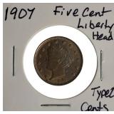 1907 5-Cent Liberty Head Type Z Coin