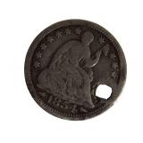 1854 Seated Liberty Half Dime, Type 3, with Arrows at Date.