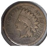 1860 Indian Head Cent, graded VG 8 and AG 3.