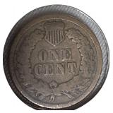 1860 Indian Head Cent, graded VG 8 and AG 3.