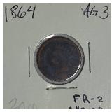1864 Indian Head Cent, graded AG-3 , FR-2.