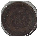 1866 Indian Head Cent, graded between Very Good 8 (VG8) and Good 4 (G4).