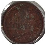 1818 Indian Head Cent in EF45 condition and 1882 Indian Head Cent in AG-3 to G4 condition.