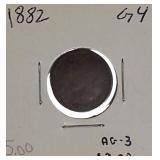 1818 Indian Head Cent in EF45 condition and 1882 Indian Head Cent in AG-3 to G4 condition.