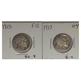 1915 & 1917 Indian Head Buffalo Nickels
