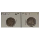 1924-D & 1925-S Indian Head Buffalo Nickels