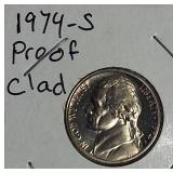 1971-S ,1972-S, 1973-S & 1974-S Jefferson Nickel Clad Proofs