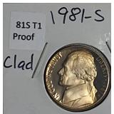 1980, 1981,1982 & 1983 Jefferson Nickel Clad Proofs