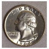 1964-D MS63 Washington Silver Quarter & 1964-MS66 Washington Silver Quarter
